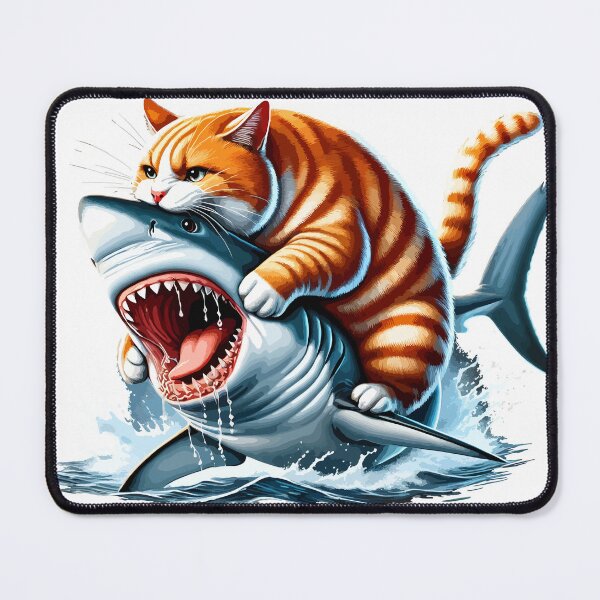 Item preview, Feline fierce, shark beware! – Fat Cat vs. Shark designed and sold by rich4Design.