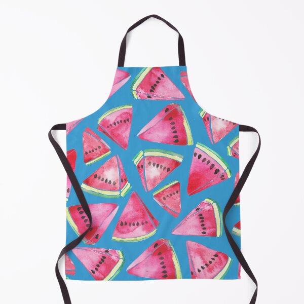 Item preview, A vibrant watercolor pattern of juicy watermelon wedges on a sky blue background designed and sold by Hillary Holt.