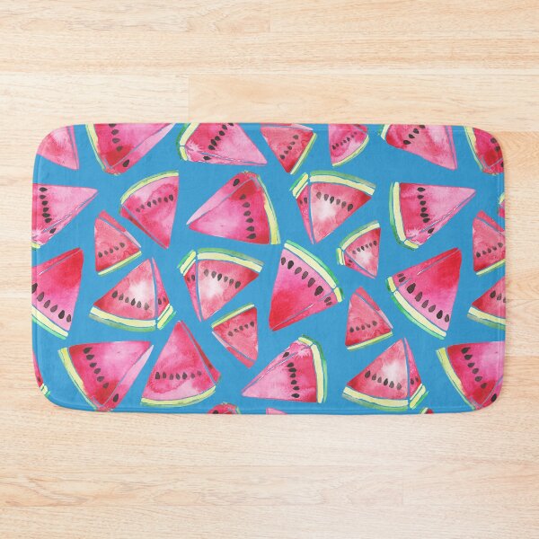 Item preview, A vibrant watercolor pattern of juicy watermelon wedges on a sky blue background designed and sold by Hillary Holt.