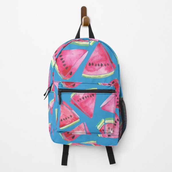 Item preview, A vibrant watercolor pattern of juicy watermelon wedges on a sky blue background designed and sold by Hillary Holt.