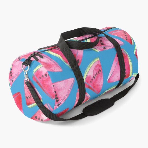 Item preview, A vibrant watercolor pattern of juicy watermelon wedges on a sky blue background designed and sold by Hillary Holt.