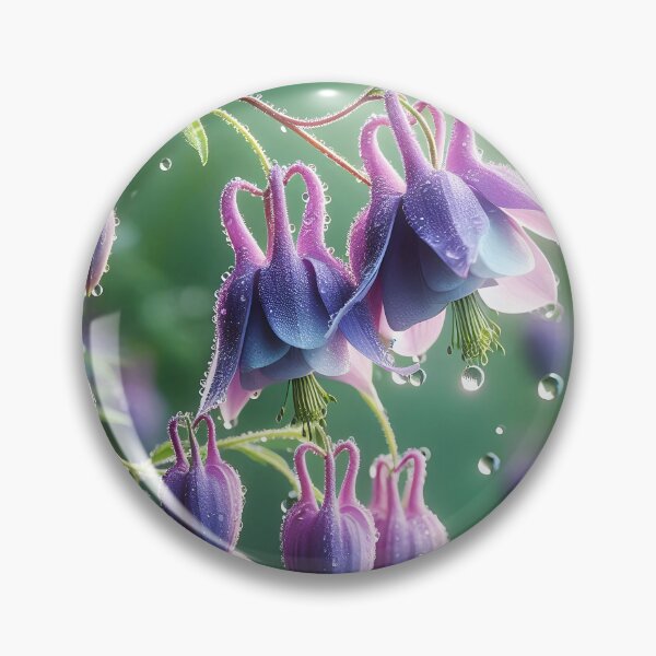 Item preview, Dangling purple flowers and raindrops bellflower art designed and sold by EmeraldeaArt.