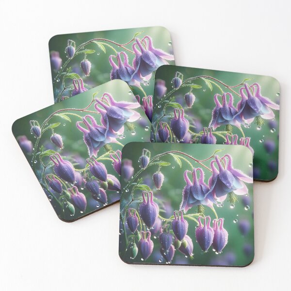 Item preview, Dangling purple flowers and raindrops bellflower art designed and sold by EmeraldeaArt.