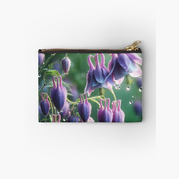 Item preview, Dangling purple flowers and raindrops bellflower art designed and sold by EmeraldeaArt.