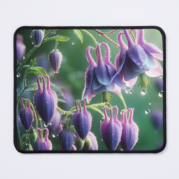 Item preview, Dangling purple flowers and raindrops bellflower art designed and sold by EmeraldeaArt.