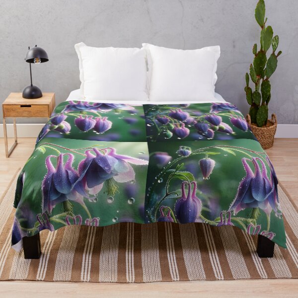 Item preview, Dangling purple flowers and raindrops bellflower art designed and sold by EmeraldeaArt.
