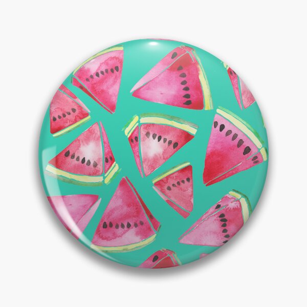 Item preview, A vibrant watercolor pattern of juicy watermelon wedges on a teal background designed and sold by Hillary Holt.