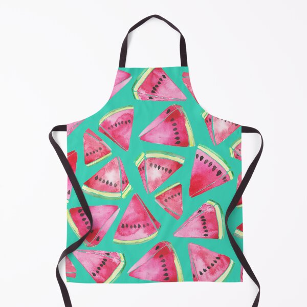 Item preview, A vibrant watercolor pattern of juicy watermelon wedges on a teal background designed and sold by Hillary Holt.