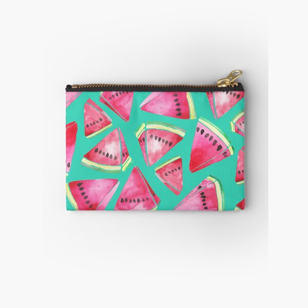 Item preview, A vibrant watercolor pattern of juicy watermelon wedges on a teal background designed and sold by Hillary Holt.