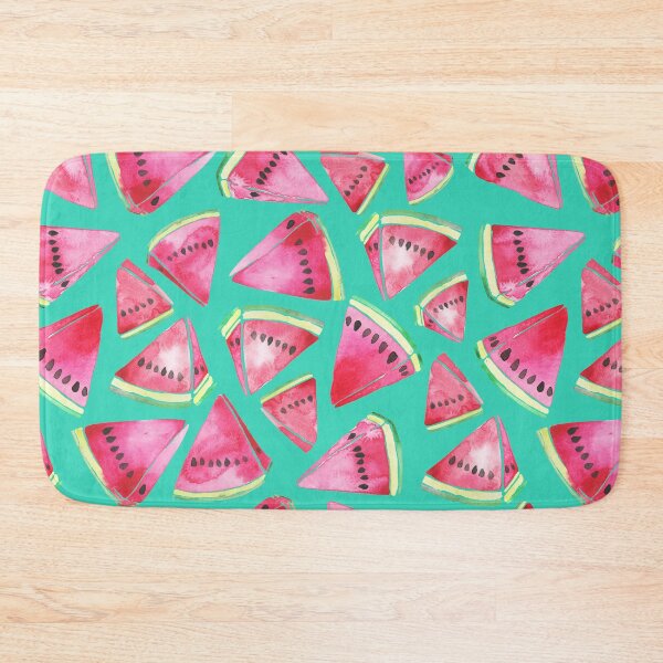 Item preview, A vibrant watercolor pattern of juicy watermelon wedges on a teal background designed and sold by Hillary Holt.