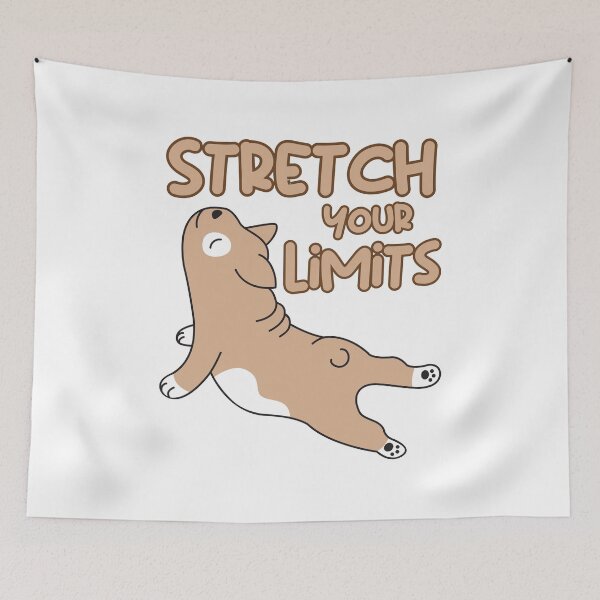 Item preview, Stretch Your Limits – Yoga Dog Motivational Design designed and sold by CleanDecor.