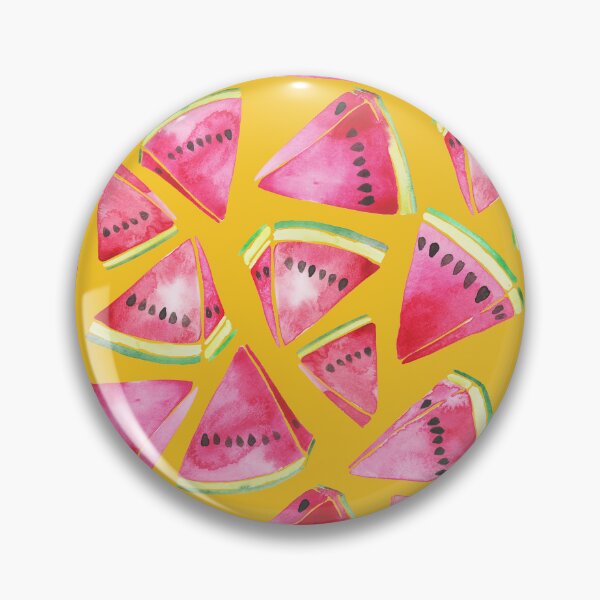Item preview, A vibrant watercolor pattern of juicy watermelon wedges on a bright yellow background designed and sold by Hillary Holt.