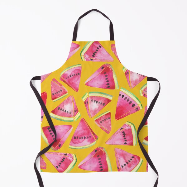 Item preview, A vibrant watercolor pattern of juicy watermelon wedges on a bright yellow background designed and sold by Hillary Holt.