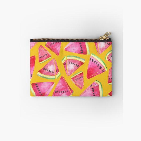 Item preview, A vibrant watercolor pattern of juicy watermelon wedges on a bright yellow background designed and sold by Hillary Holt.