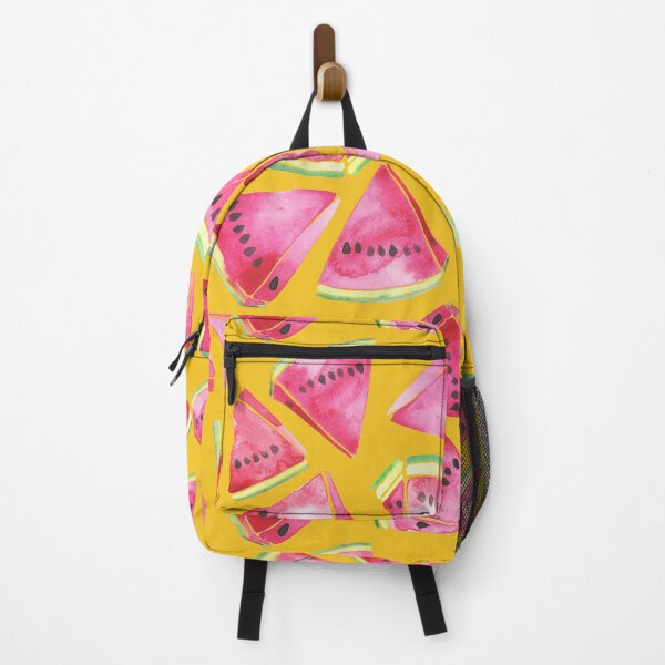 Item preview, A vibrant watercolor pattern of juicy watermelon wedges on a bright yellow background designed and sold by Hillary Holt.