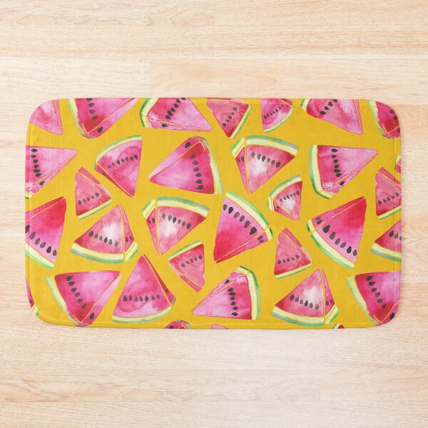 Item preview, A vibrant watercolor pattern of juicy watermelon wedges on a bright yellow background designed and sold by Hillary Holt.