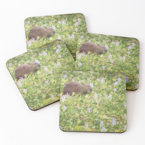 Item preview, Capybara Amid Water Hyacinths Pantanal Brazil Artistic designed and sold by PhotoArt by Joan Carroll.