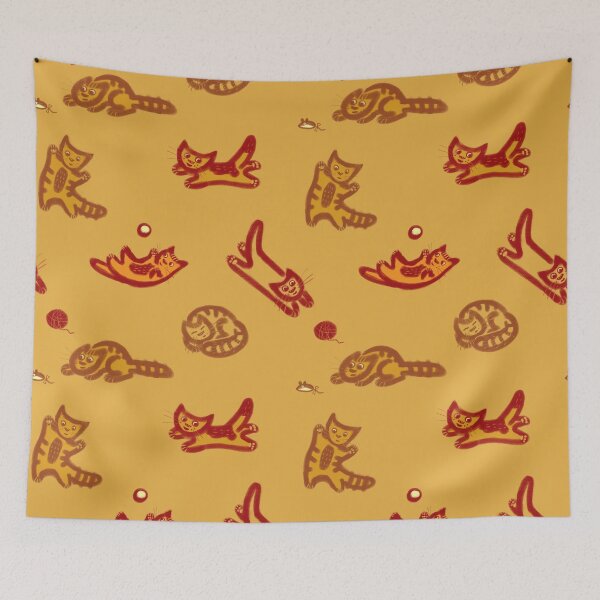 Item preview, Kittens seamless pattern on light orange designed and sold by KOUZZA.