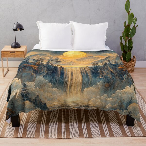 Item preview, Moonlit Waterfall in Enchanted Forest - Watercolor Landscape designed and sold by MargaretWiktor.