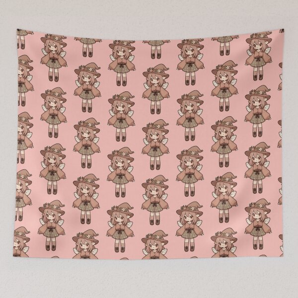 Item preview, Kawaii Fairycore Cottagecore Fairy Girl 2 Pink Background designed and sold by AnmitsuArt.