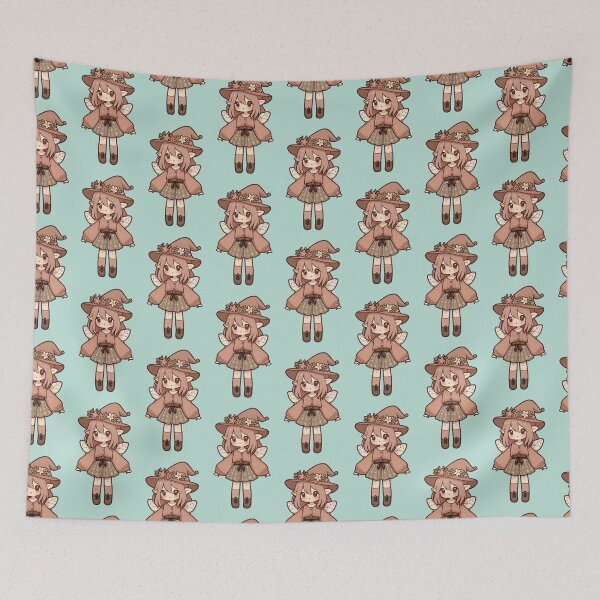 Item preview, Kawaii Fairycore Cottagecore Fairy Girl 2 Teal Background designed and sold by AnmitsuArt.