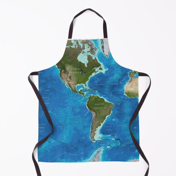 Item preview, World map with ocean topography and continents print designed and sold by Jéanpaul Ferro.