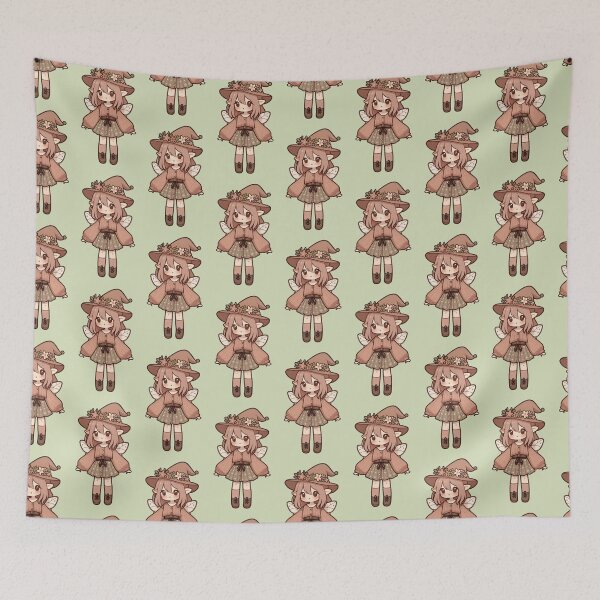 Item preview, Kawaii Fairycore Cottagecore Fairy Girl 2 Olive Green Background designed and sold by AnmitsuArt.