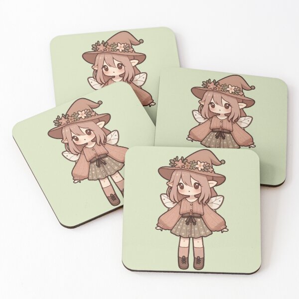 Item preview, Kawaii Fairycore Cottagecore Fairy Girl 2 Olive Green Background designed and sold by AnmitsuArt.