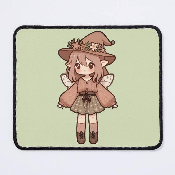 Item preview, Kawaii Fairycore Cottagecore Fairy Girl 2 Olive Green Background designed and sold by AnmitsuArt.