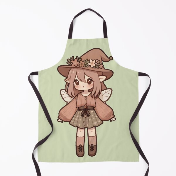 Item preview, Kawaii Fairycore Cottagecore Fairy Girl 2 Olive Green Background designed and sold by AnmitsuArt.