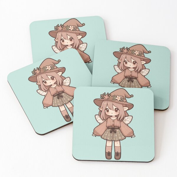 Item preview, Kawaii Fairycore Cottagecore Fairy Girl 2 Teal Background designed and sold by AnmitsuArt.