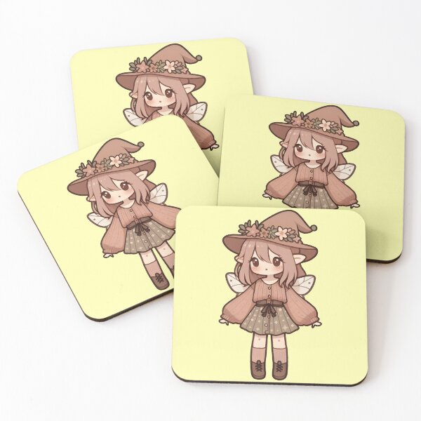 Item preview, Kawaii Fairycore Cottagecore Fairy Girl 2 Yellow Background designed and sold by AnmitsuArt.