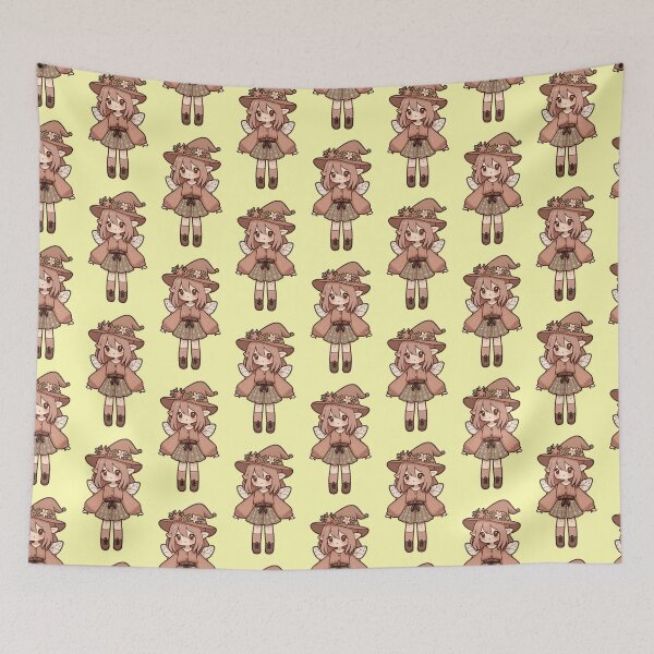 Item preview, Kawaii Fairycore Cottagecore Fairy Girl 2 Yellow Background designed and sold by AnmitsuArt.