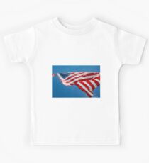 American Flag Blowing in the Wind Kids Tee