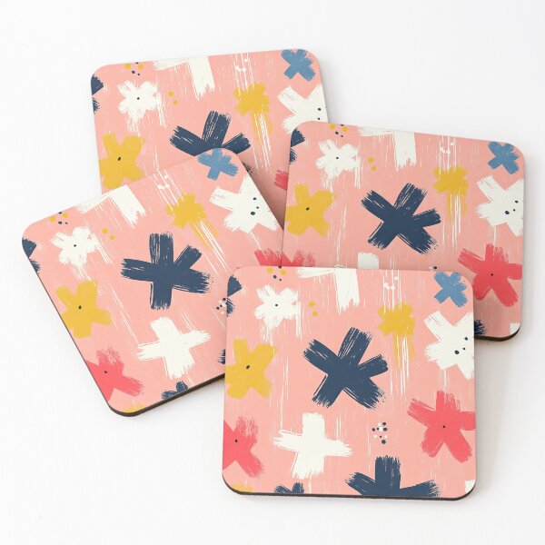 Item preview, Abstract Stars Crosses Colorful Brushstrokes Pink designed and sold by ArtHouseNiklas.