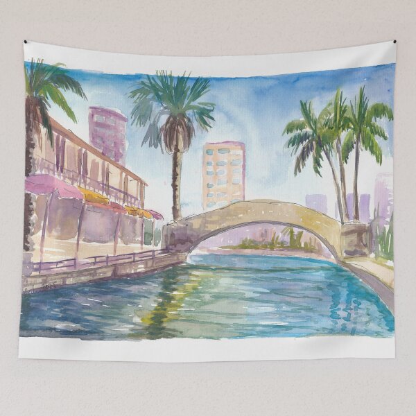 Item preview, San Antonio Riverwalk Charm with Bridge and Café Awning Shades designed and sold by artshop77.