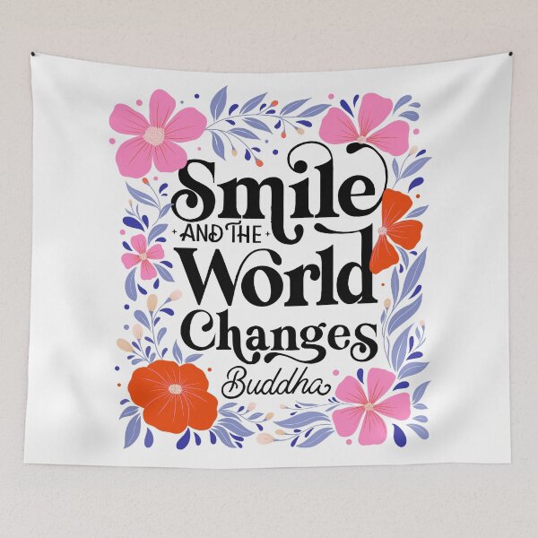 Item preview, Smile and the world changes. Positive Affirmation Motivational Quote Inspirational Message designed and sold by Sandra Brezina.