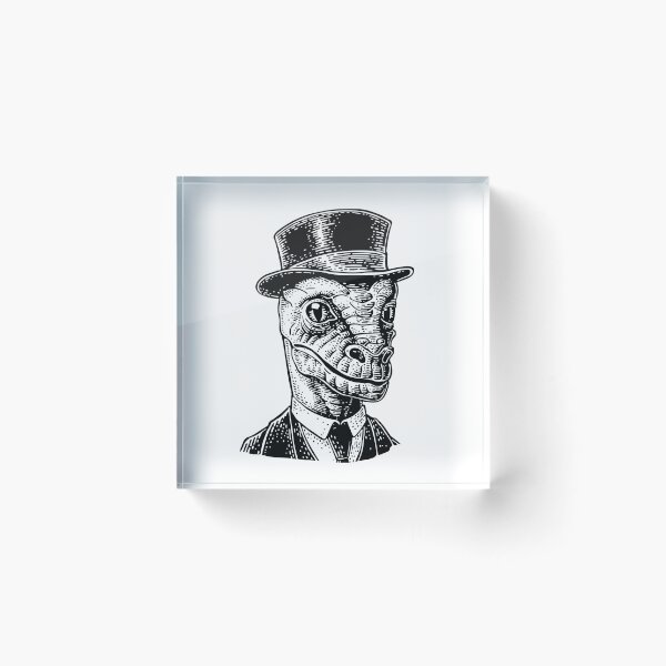 Item preview, Reptilian dressed in a hat, suit, waistcoat. Vector black engraving vintage illustrations designed and sold by morevector.