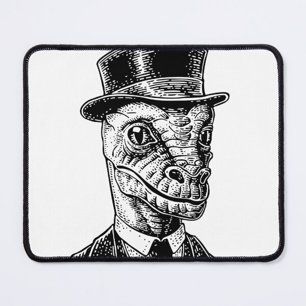 Item preview, Reptilian dressed in a hat, suit, waistcoat. Vector black engraving vintage illustrations designed and sold by morevector.