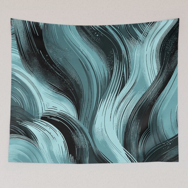 Item preview, Blue Aesthetic motif, light blue and navy brushstrokes, paper marbling,patterns that mimic the fluidity of water or the veining found in natural stone like marble or agate designed and sold by Collagedream.