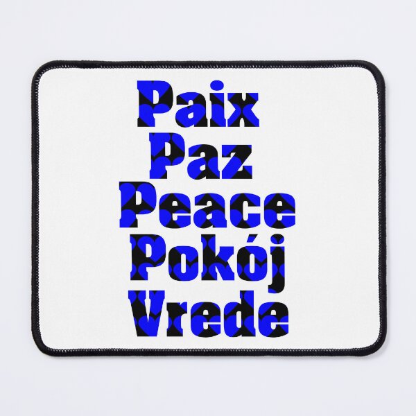 Item preview, Peace in Many Languages Hearts Blue Black designed and sold by ValeriesGallery.