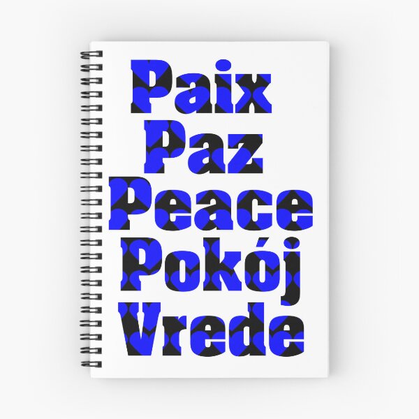 Item preview, Peace in Many Languages Hearts Blue Black designed and sold by ValeriesGallery.