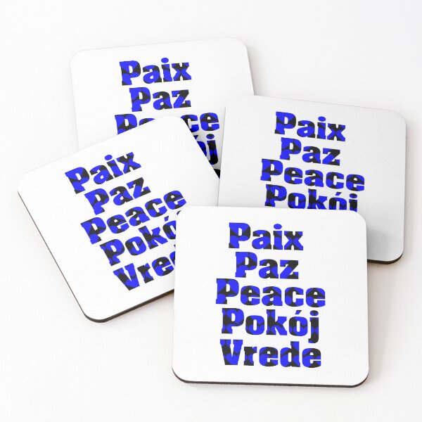 Item preview, Peace in Many Languages Hearts Blue Black designed and sold by ValeriesGallery.