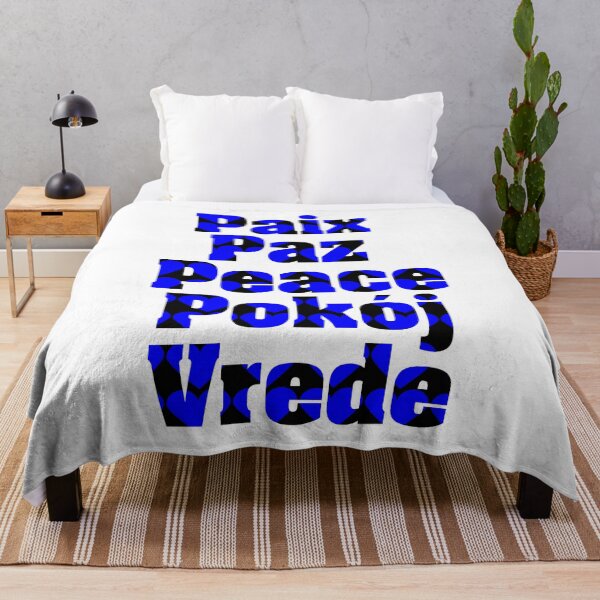 Item preview, Peace in Many Languages Hearts Blue Black designed and sold by ValeriesGallery.