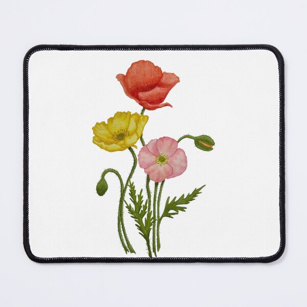 Item preview, Watercolor Icelandic poppies in pink yellow and red designed and sold by Jackies-art.