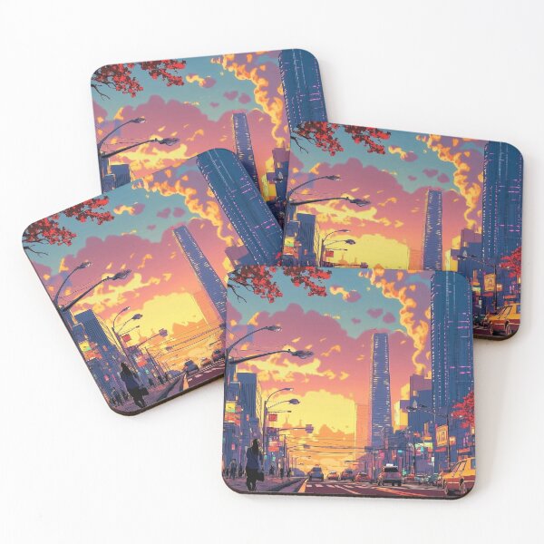 Item preview, Cyberpunk Neon City at Sunset designed and sold by MysticArtisan.