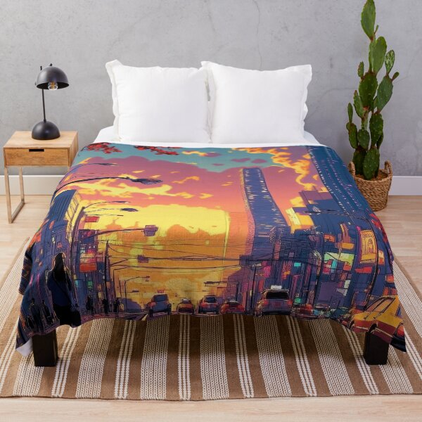 Item preview, Cyberpunk Neon City at Sunset designed and sold by MysticArtisan.