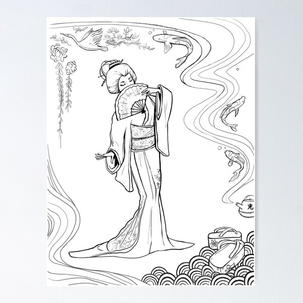 Item preview, Japanese lady sketch designed and sold by pacepaintings.