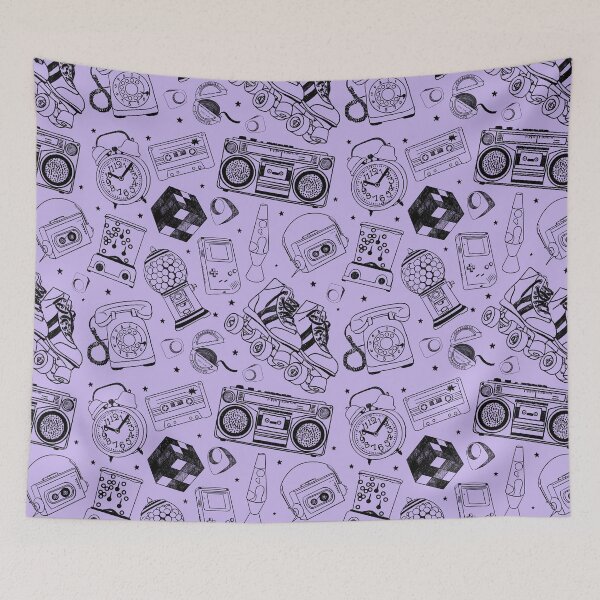 Item preview, 80s Retro Pattern in Purple and Black designed and sold by stefaniagil.