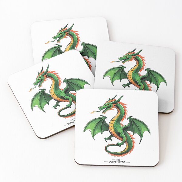 Item preview, The Burninnator A Long, Green Dragon with Wings and Fire designed and sold by postprocess.
